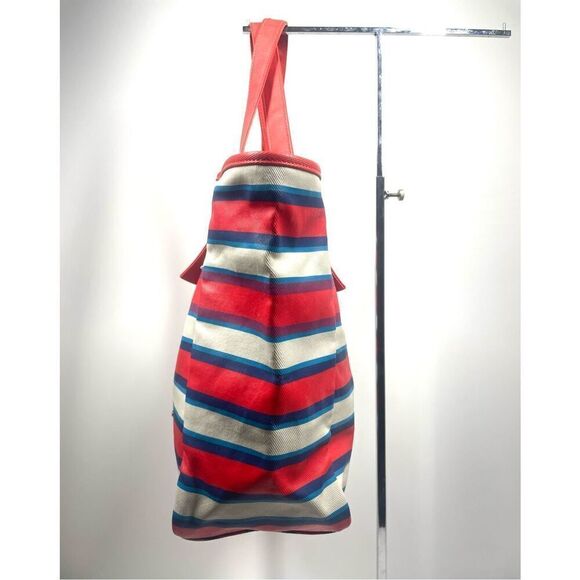 Marc Jacobs Workwear Coated Canvas Striped Tote ~ Red White Blue - Picture 3 of 8